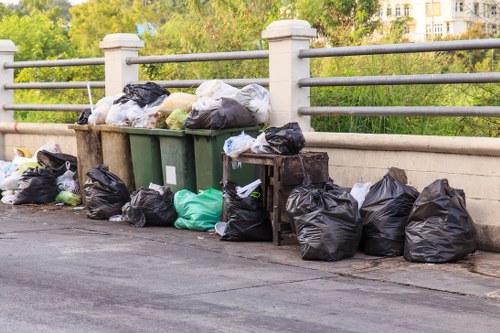 Construction site with waste materials ready for disposal